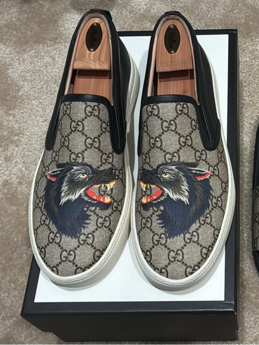 Gucci Dublin Supreme Wolf Slip-On Sneakers & Slides US9.5 EU43.5